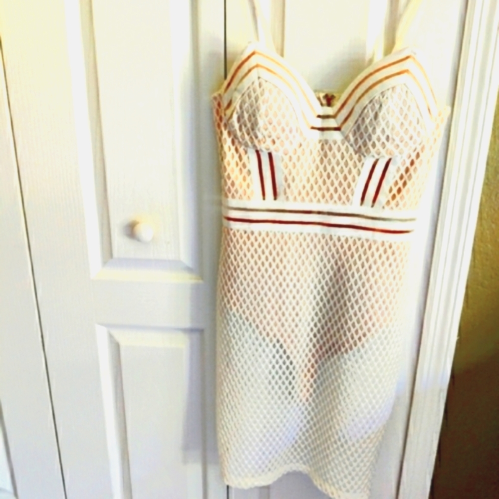 Fishnet and nude illusion dress